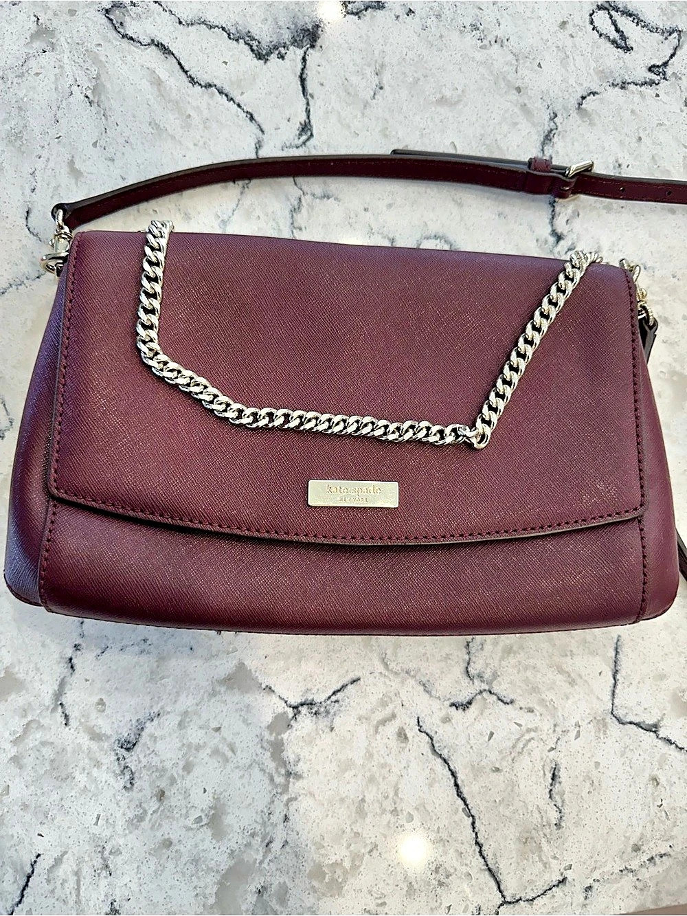 Kate Spade Laurel Way Greer Genuine Leather Shoulder Bag in Deep Plum